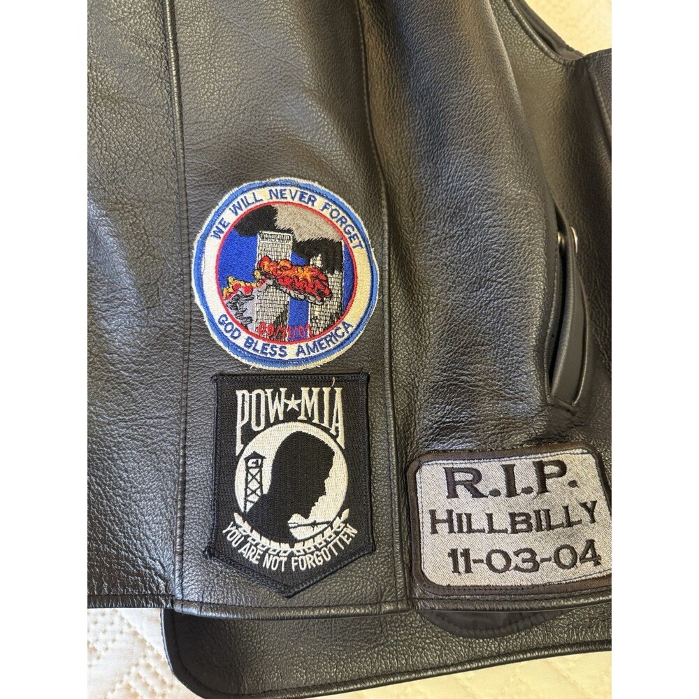 XXL Harley Davidson Leather Vest US Combat Veteran Navy POW Virginia Skull - Picture 8 of 16